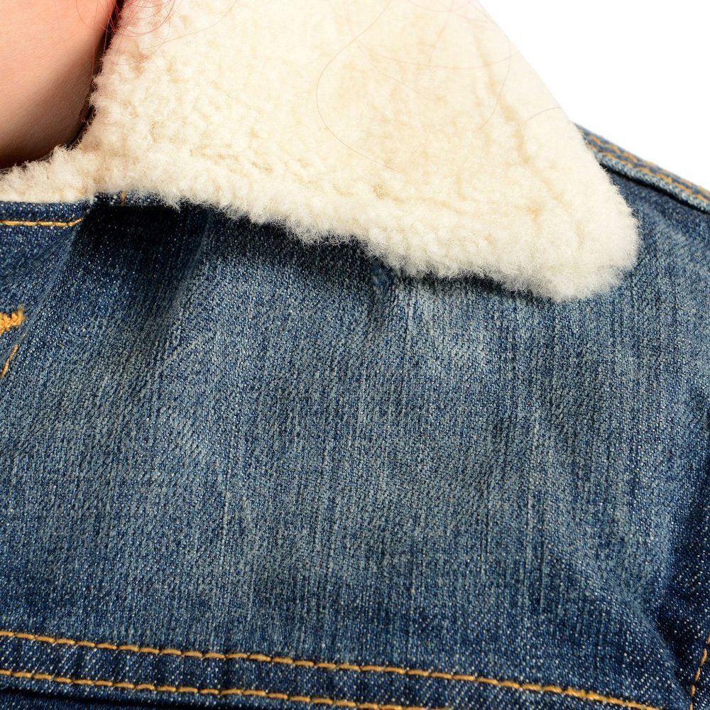 Dsquared2 Women's Denim & Leather Fur Full Zip Shearling Jacket US S IT 40 - Picture 5 of 6